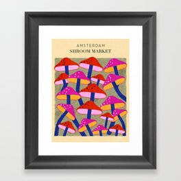 Red and Pink Mushroom print - Amsterdam Market Framed Art Print