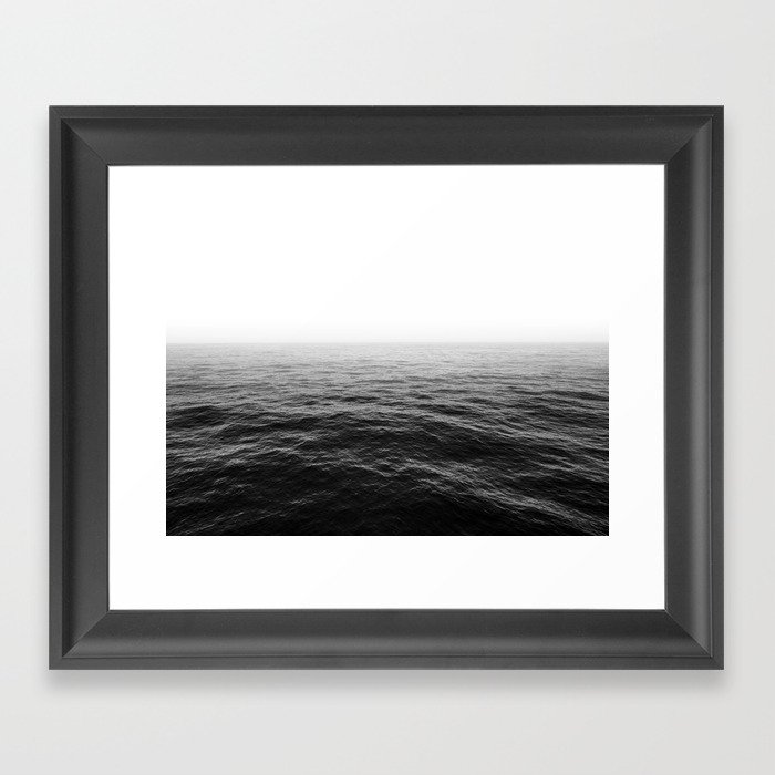 ocean horizon black and white landscape photography Framed Art Print