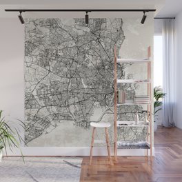 Copenhagen, Denmark - City Map Art Print - Black and White Wall Mural