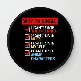 Anime Single Relationship Status Wall Clock