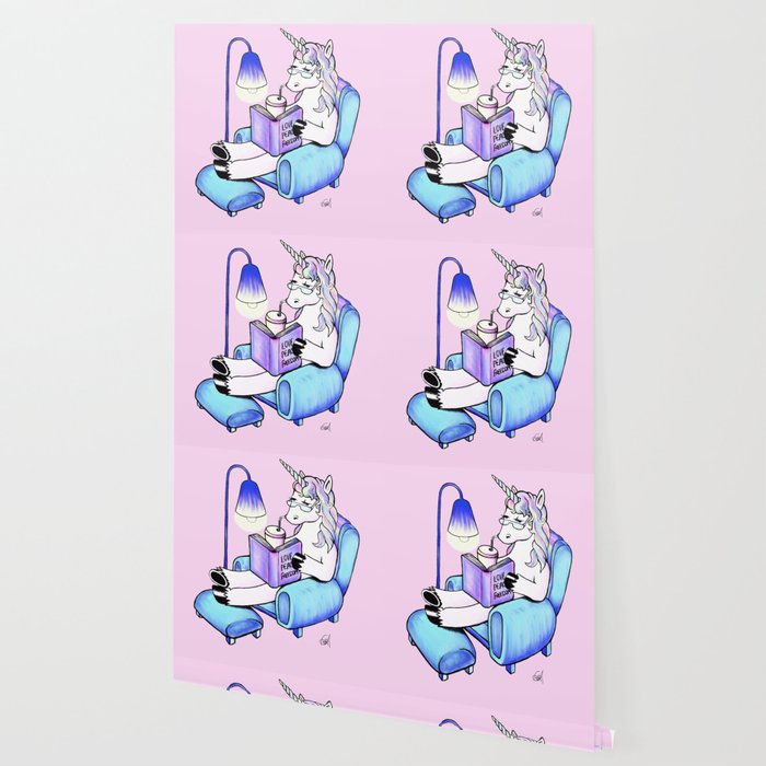 Reading Unicorn Rose Pink Wallpaper By Themeditatiingunicorn