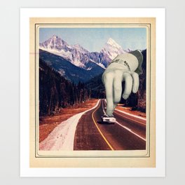 Horizon Highway Art Print | Collage, Roads, Paper, Mountains, Surrealism, Travelling 