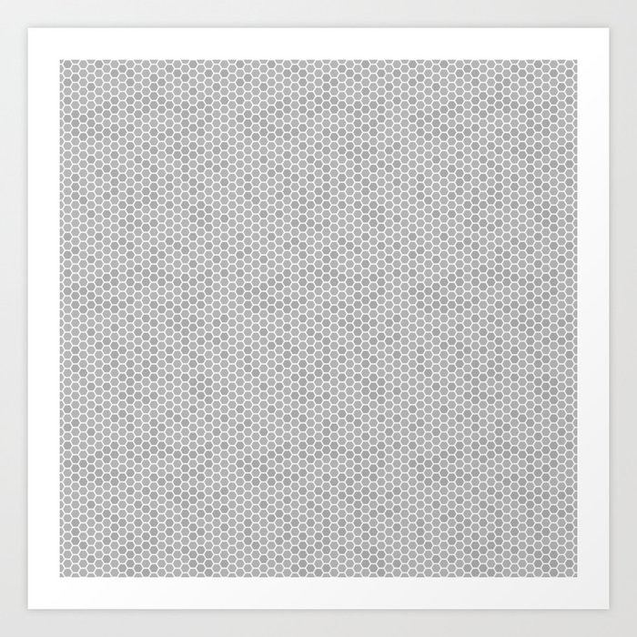 Large Grey Honeycomb Bee Hive Geometric Hexagonal Design Art Print
