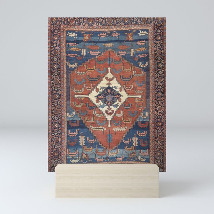 Antique Persian Rug Print, Vintage Backshaiesh Kilim Carpet Print Mini Art Print