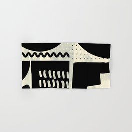 mid century shapes black white abstract art Hand & Bath Towel