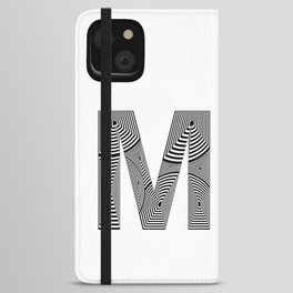 capital letter M in black and white, with lines creating volume effect iPhone Wallet Case