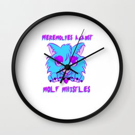 Werewolves against wolf whistles Wall Clock