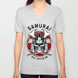 Bushido Samurai Skull V Neck T Shirt