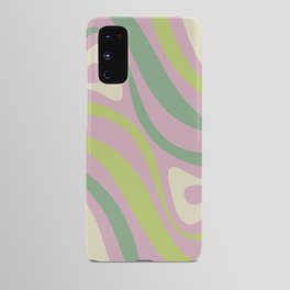 New Groove Retro Swirls in Soft Pastel Lavender Pink Lime Green Android Case