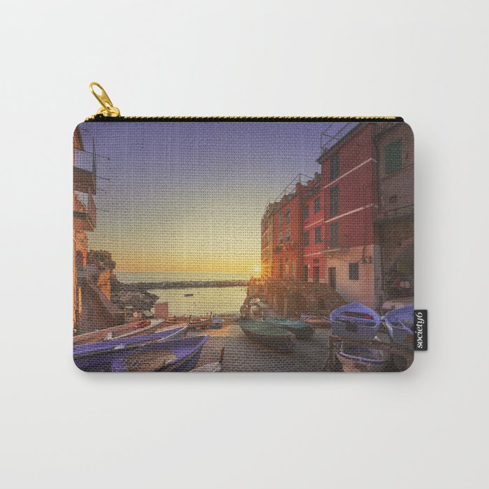 Riomaggiore, boats in the street at sunset. Cinque Terre, Italy. Carry-All Pouch