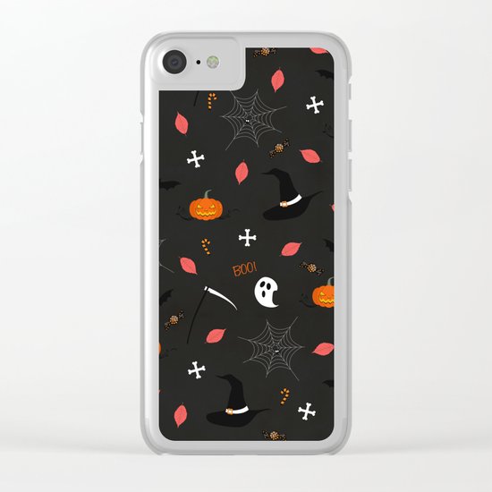 Halloween Pattern Clear iPhone Case