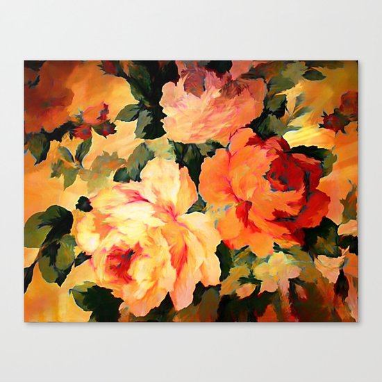 Vintage Painterly Floral Abstract Canvas Print