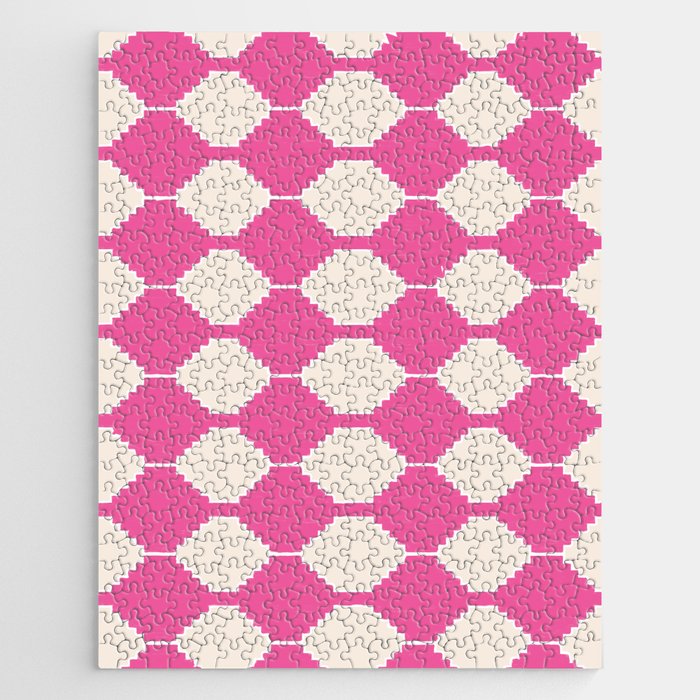 Soft Calm Bohemian Ethnic Motives Pattern in Pink and Beige Jigsaw Puzzle
