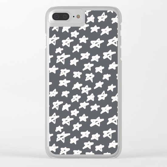 Stars on grey background Clear iPhone Case