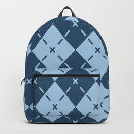 Retro Blue Argyle Pattern Backpack