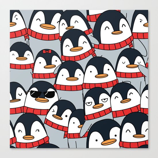 Merry Christmas Penguins! Canvas Print
