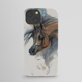 Arabian horse portrait watercolor art iPhone Case