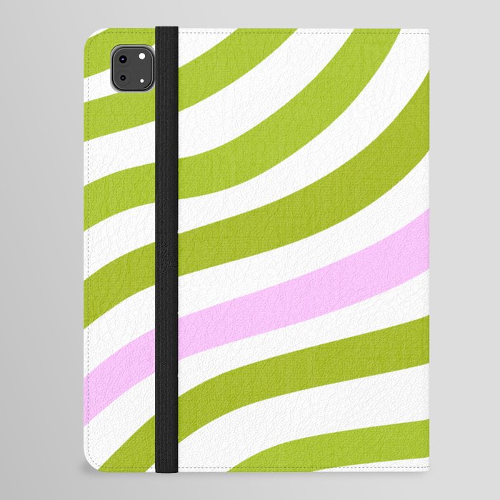Green and Pastel Pink Stripes iPad Folio Case