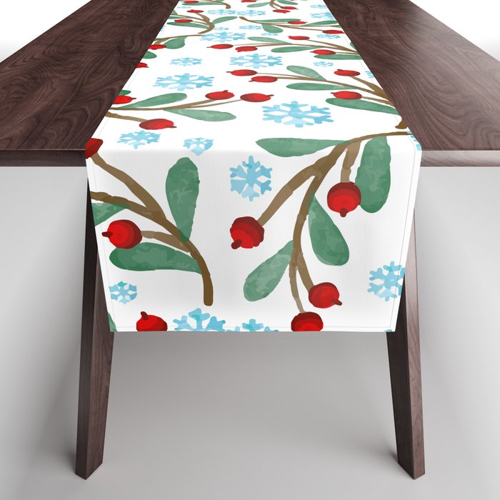 Christmas Pattern Retro Floral Snowflake Table Runner