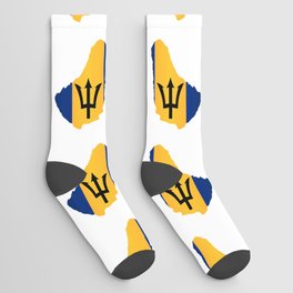 Barbados Islands In Silhouette With Flag Socks