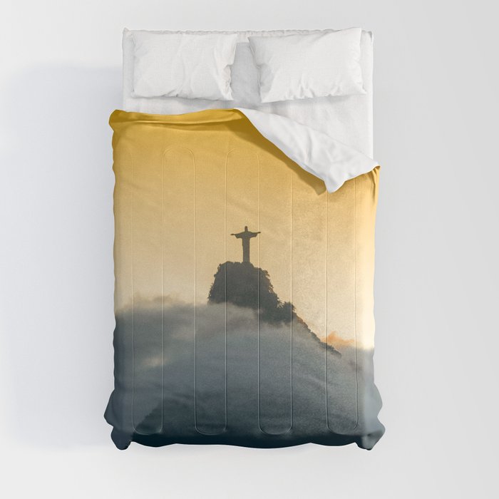 Brazil Photography - Christ The Redeemer Over The Clouds Comforter