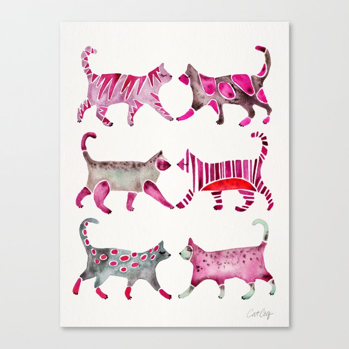 Cat Collection – Magenta Palette Canvas Print