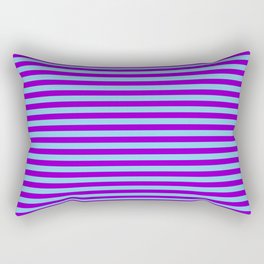 [ Thumbnail: Sky Blue & Dark Violet Colored Striped Pattern Rectangular Pillow ]