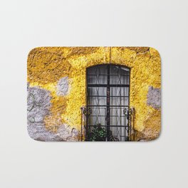 Mexico Photography - Old Yellow Wall With A Small Window Bath Mat