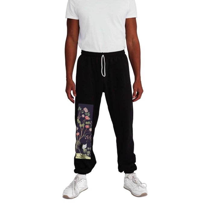 Chinoiserie Magical Blooming Peony Floral Bird Garden Fresco Sweatpants