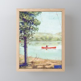 fishing in canoe Framed Mini Art Print