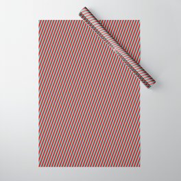 [ Thumbnail: Turquoise and Red Colored Pattern of Stripes Wrapping Paper ]