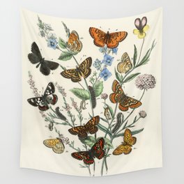 Vintage Butterfly and Moths Illustration by William Forsell Kirby 1883 Wall Tapestry