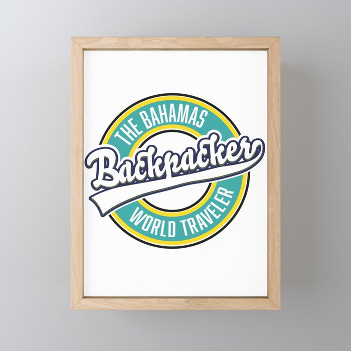 The Bahamas backpacker world traveler logo. Framed Mini Art Print