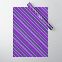 [ Thumbnail: Purple, Dark Slate Gray, and Dark Violet Colored Lines Pattern Wrapping Paper ]