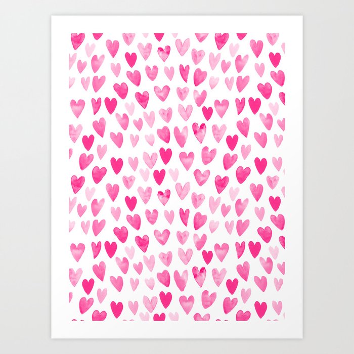 Hearts Pattern watercolor pink heart perfect essential valentines day gift idea for her Kunstdrucke