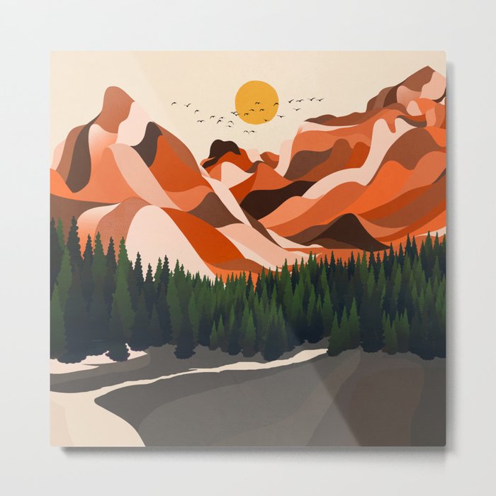 Terracotta Mountains Range Metal Print