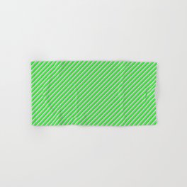 [ Thumbnail: Dark Sea Green, Lime & Light Gray Colored Lines/Stripes Pattern Hand & Bath Towel ]