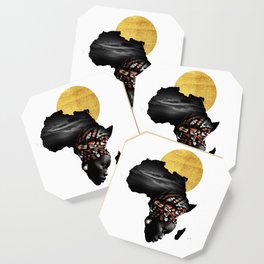 Africa Map Afrocentric Black Woman Portrait Coaster