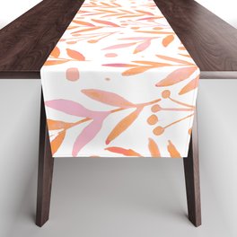 Watercolor branches - pastel orange and pink Table Runner