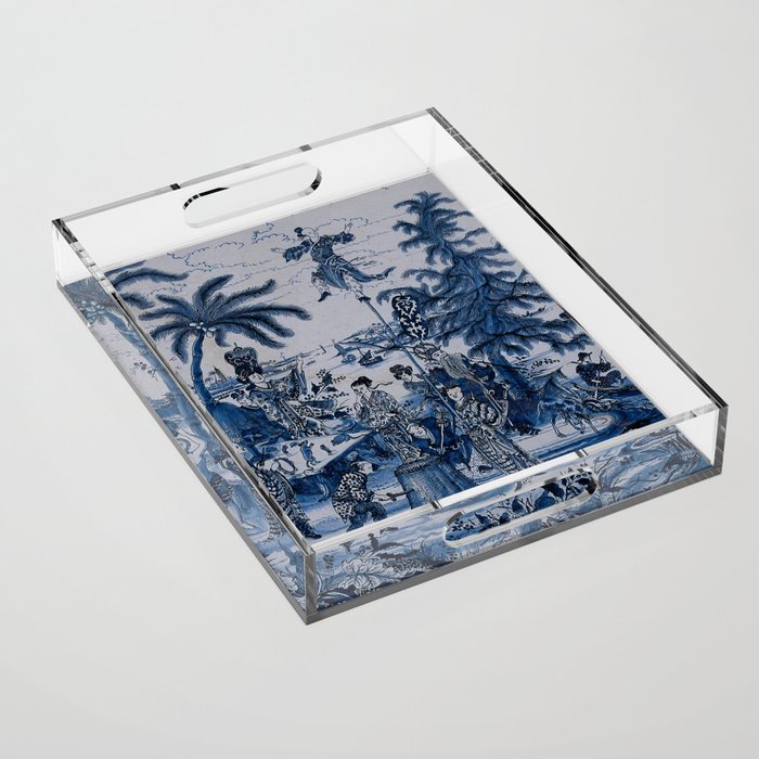 17th Century Delftware Chinoiserie Acrylic Tray