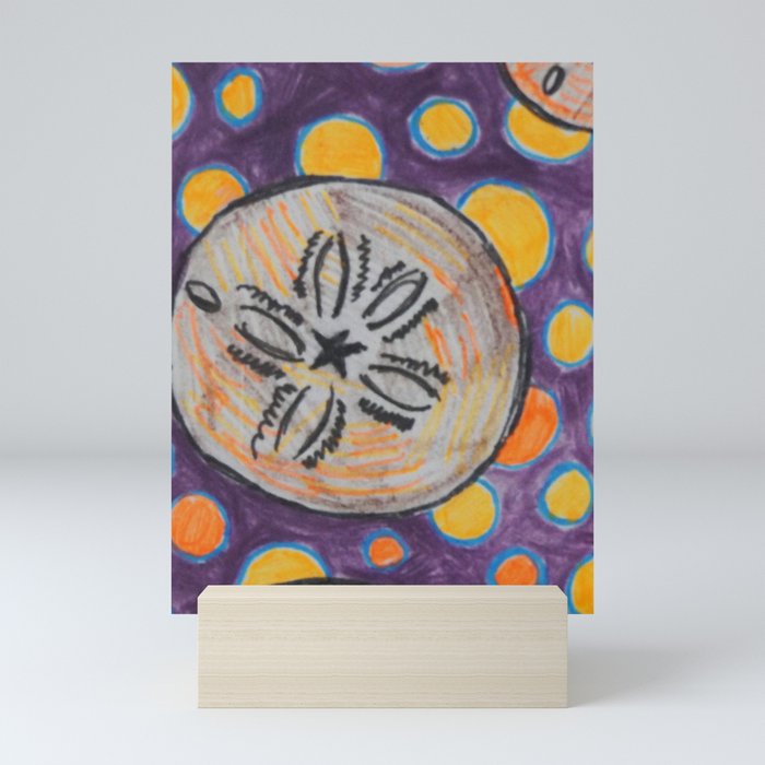 polka dots and Sand dollar Mini Art Print