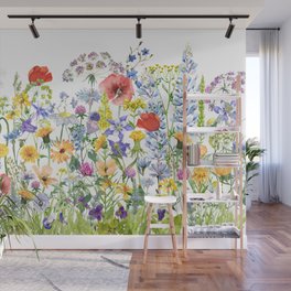 Colorful Midsummer Scandinavian Wildflowers Meadow  Wall Mural