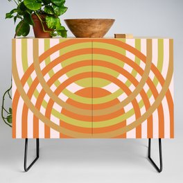 Arches Composition in Russet Orange and Light Olive Green  Credenza