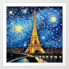 Eiffel Tower in the Style of Van Gogh Art Print