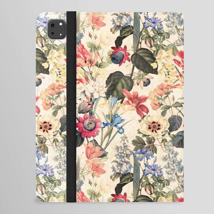 Vintage Tropical Summer Flower Garden  iPad Folio Case