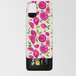 Watercolor lemons - magenta and green Android Card Case