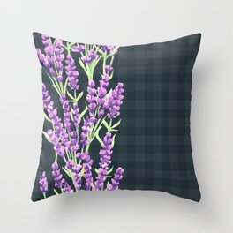 Lavender Gingham Throw Pillow