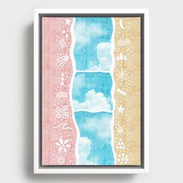 Pastel Colors with White Nature Elements Vertical Framed Canvas