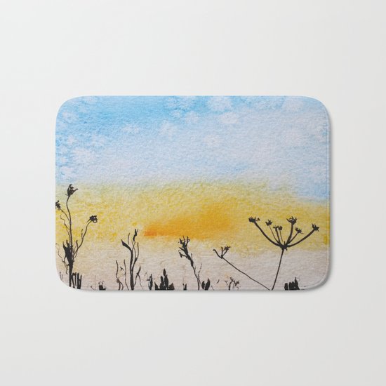 Summer sunrise in watercolor Bath Mat