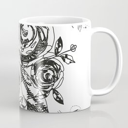 Summer time abstract black flowers. Nature theme. Abstract roses and flower Coffee Mug